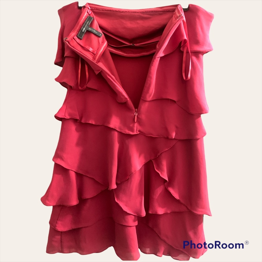 BCBGMAXAZRIA  Strapless Tube Ruffle Dress Pink Red Size 6 - Picture 6 of 6